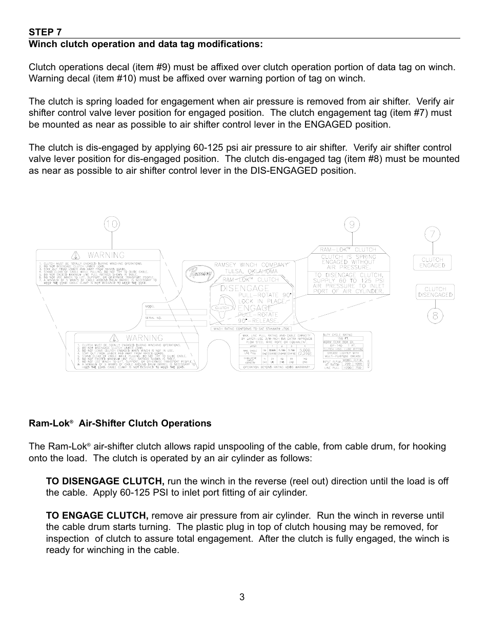 Ramsey Winch AIR SHIFTER 200 RAMLOK 256103 User Manual | Page 3 / 5