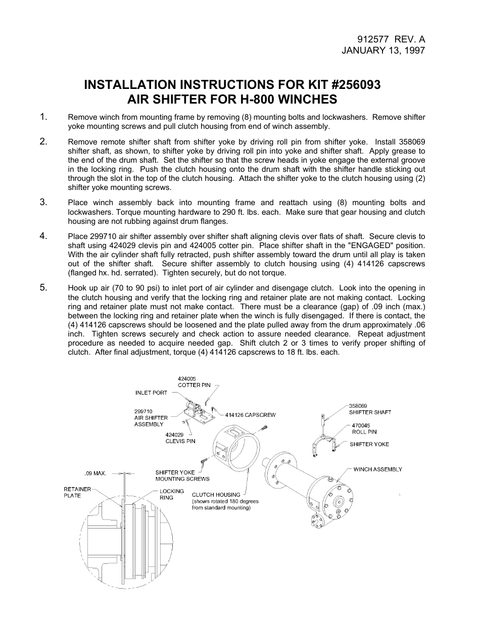 Ramsey Winch AIR SHIFTER FOR NRC H-800 256093 User Manual | 1 page