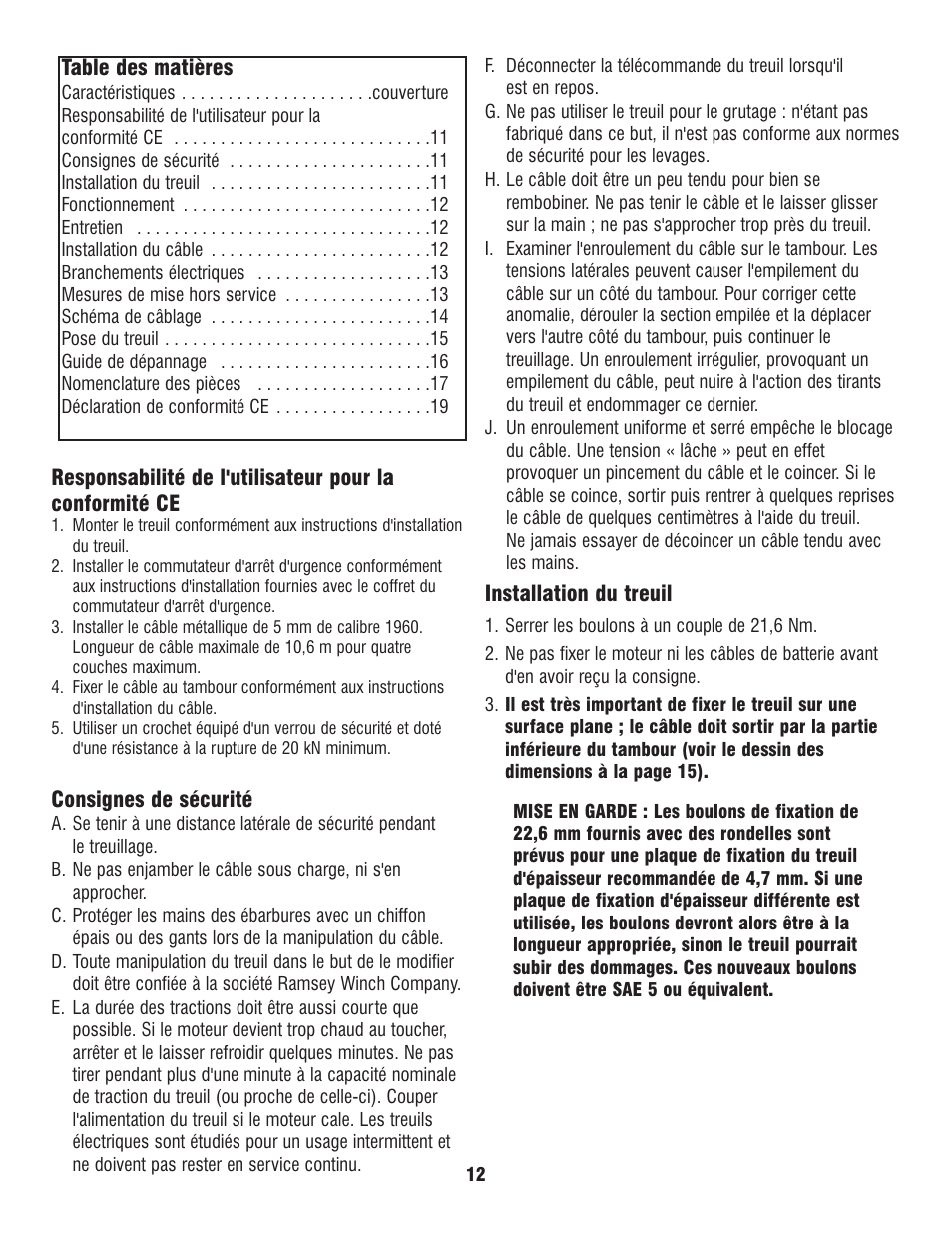 Ramsey Winch ATV 8 WITH MINI ROCKER SWITCH User Manual | Page 12 / 36