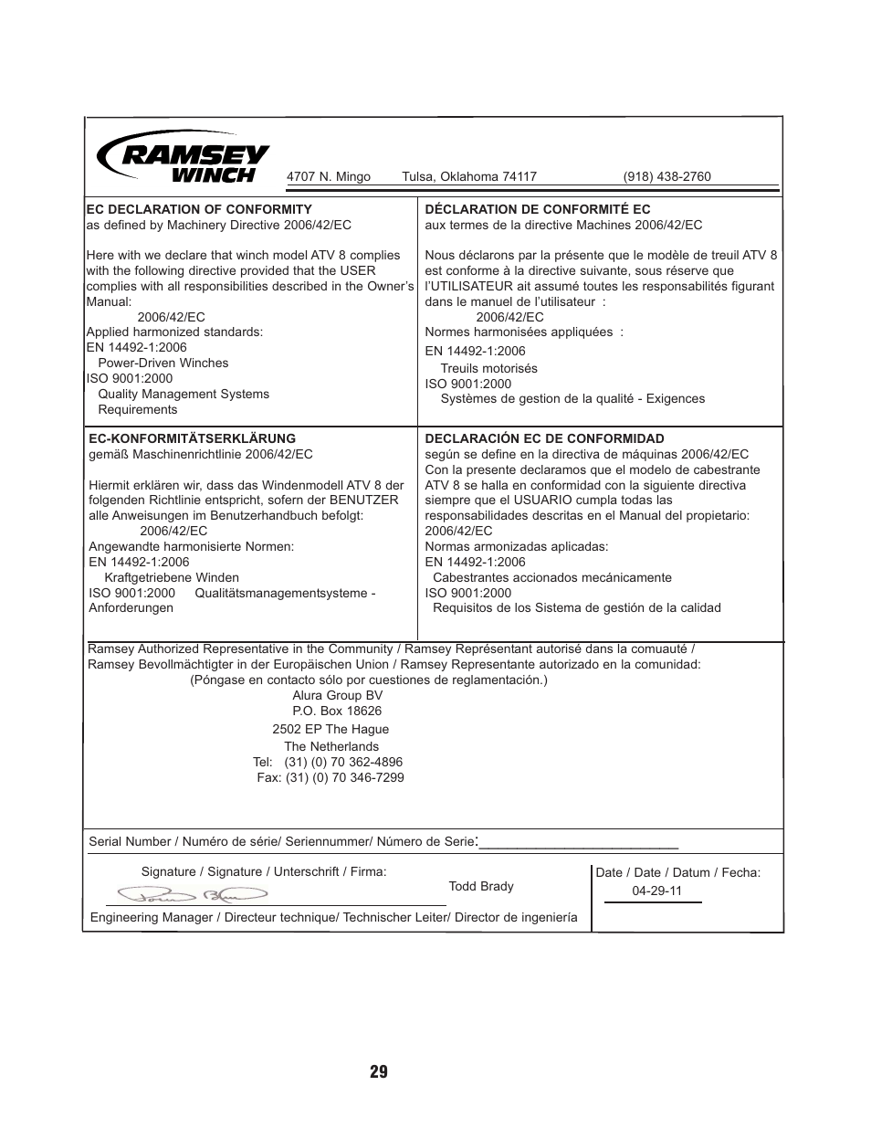 Ramsey Winch ATV 8 WITH MINI ROCKER SWITCH User Manual | Page 29 / 36