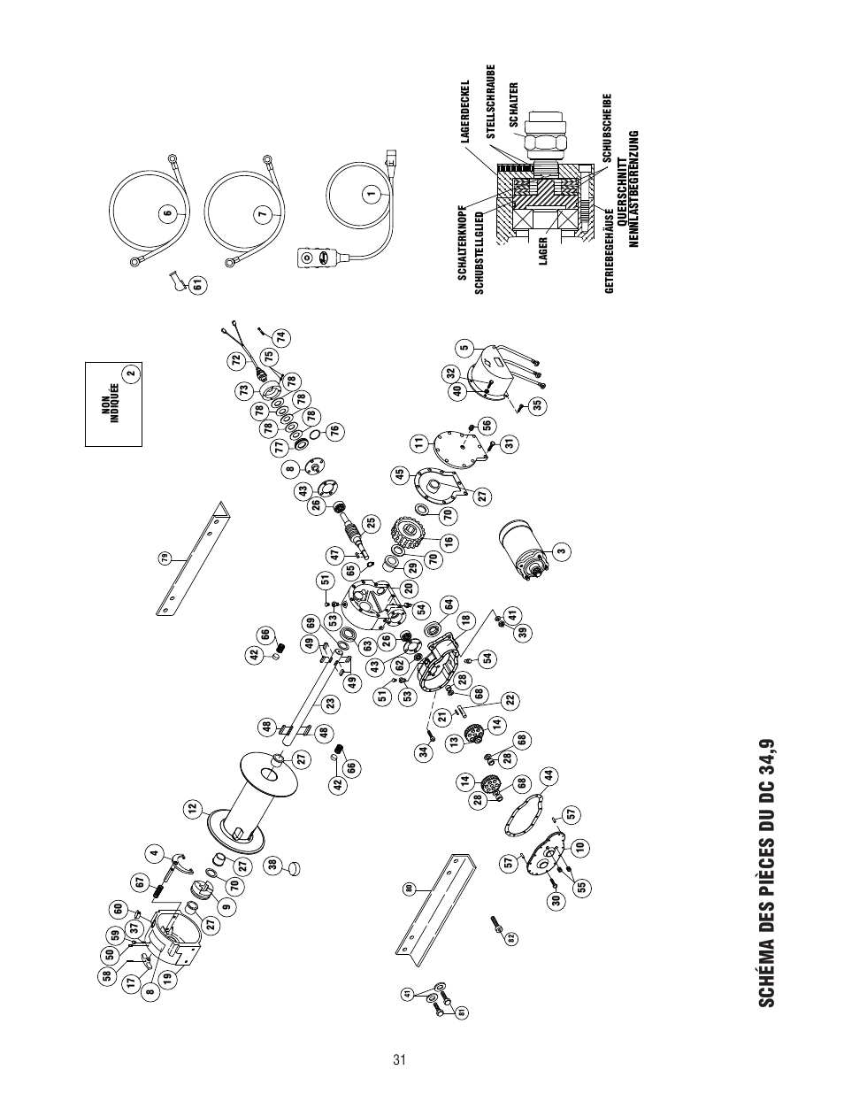 Schéma des pièces du dc 34,9 | Ramsey Winch DC 34,9 User Manual | Page 31 / 72