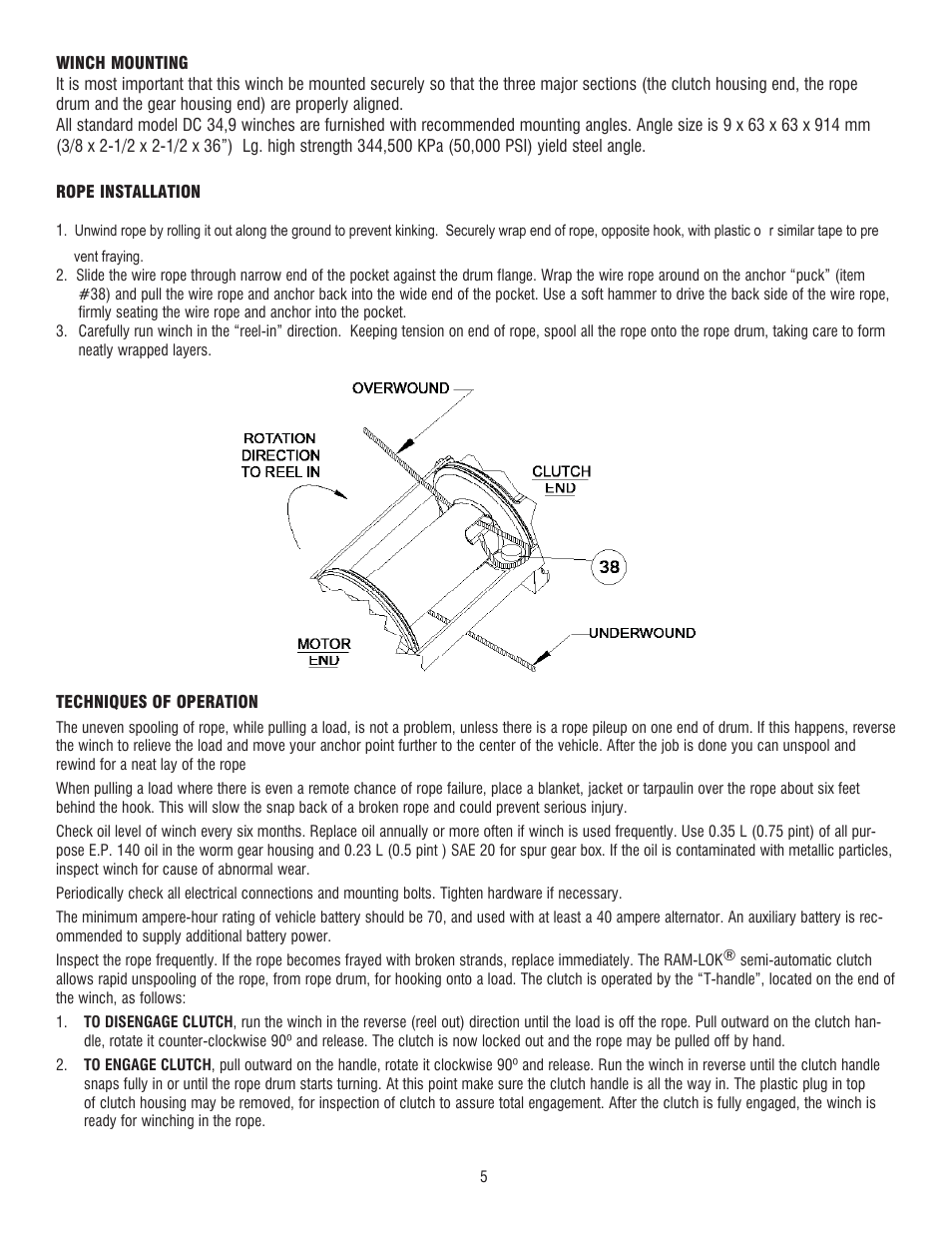 Ramsey Winch DC 34,9 User Manual | Page 5 / 72