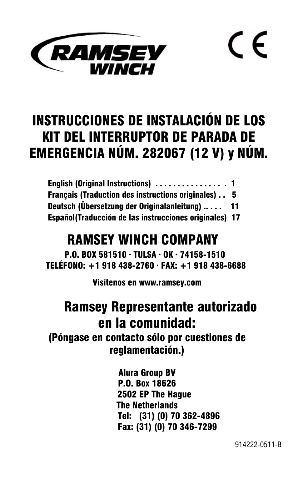 Ramsey winch company, Ramsey representante autorizado en la comunidad | Ramsey Winch E-STOP SWITCH KIT 282067 & 282068 User Manual | Page 19 / 24