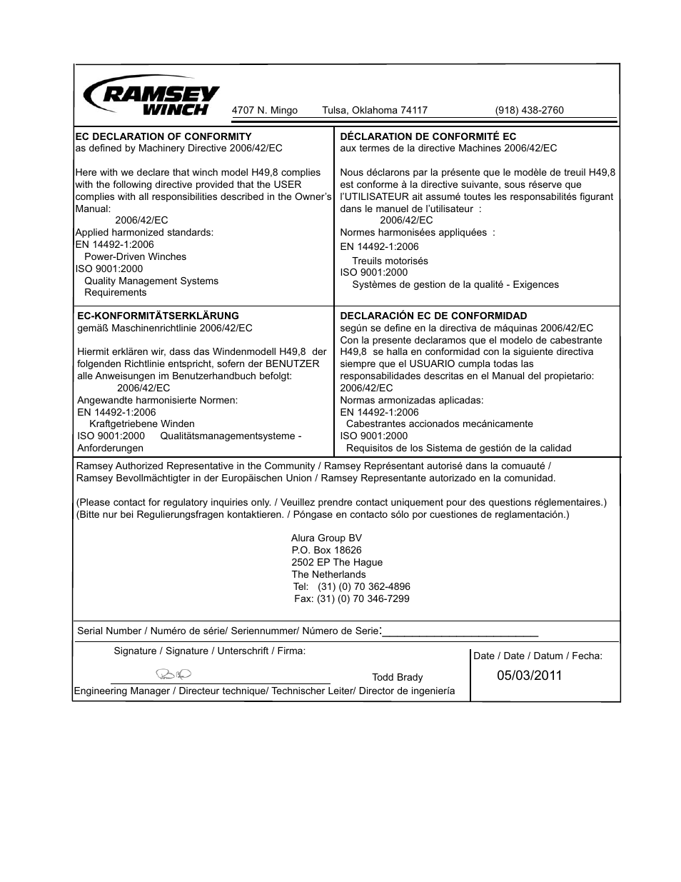 Ramsey Winch H-49,8 User Manual | Page 2 / 68