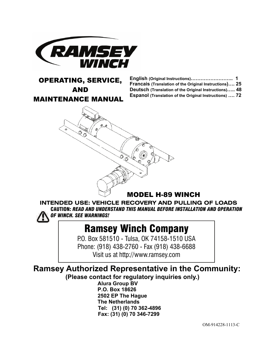 Ramsey Winch H-89 User Manual | 94 pages