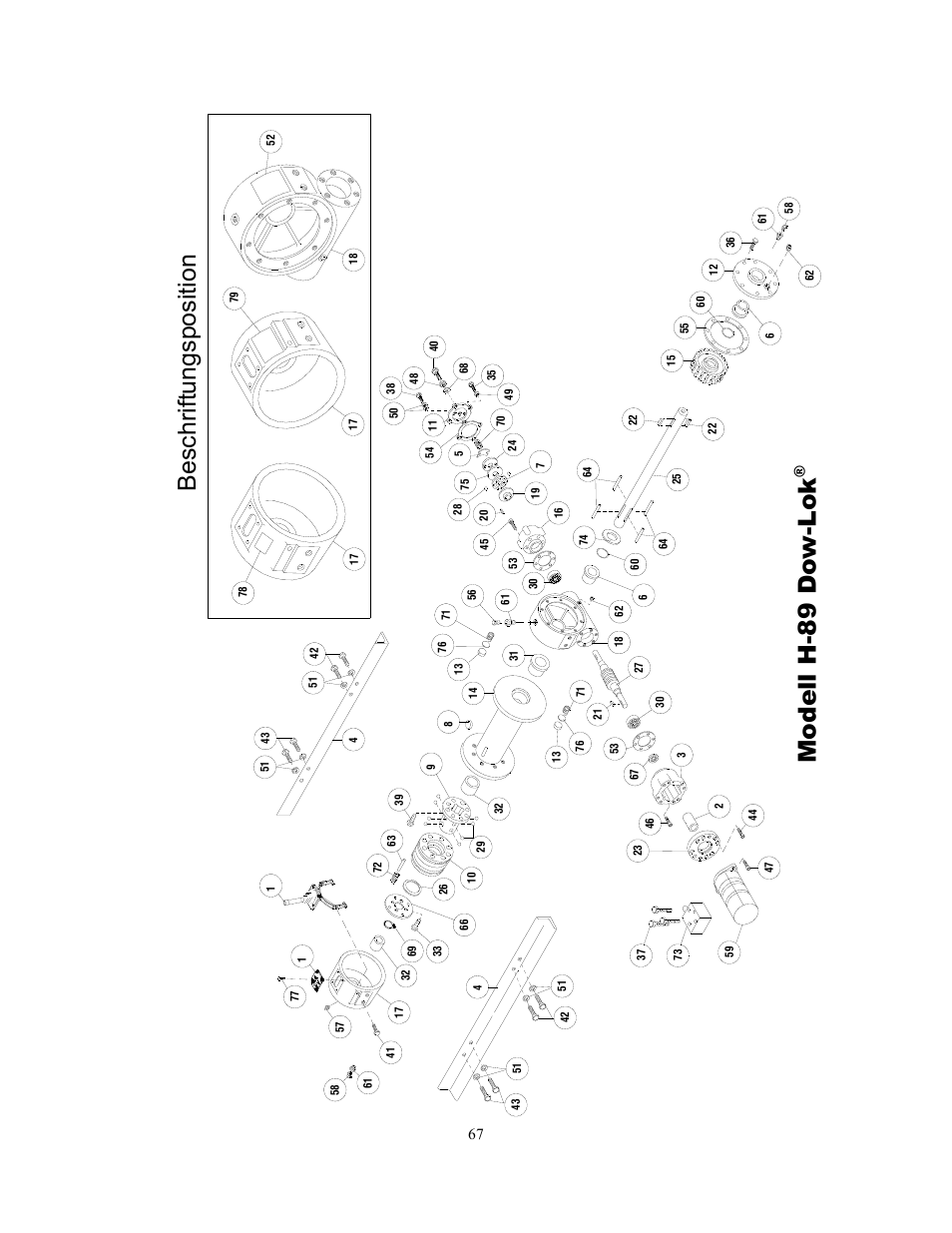 Modell h-89 do w-lok, Beschriftungsposition | Ramsey Winch H-89 User Manual | Page 67 / 94