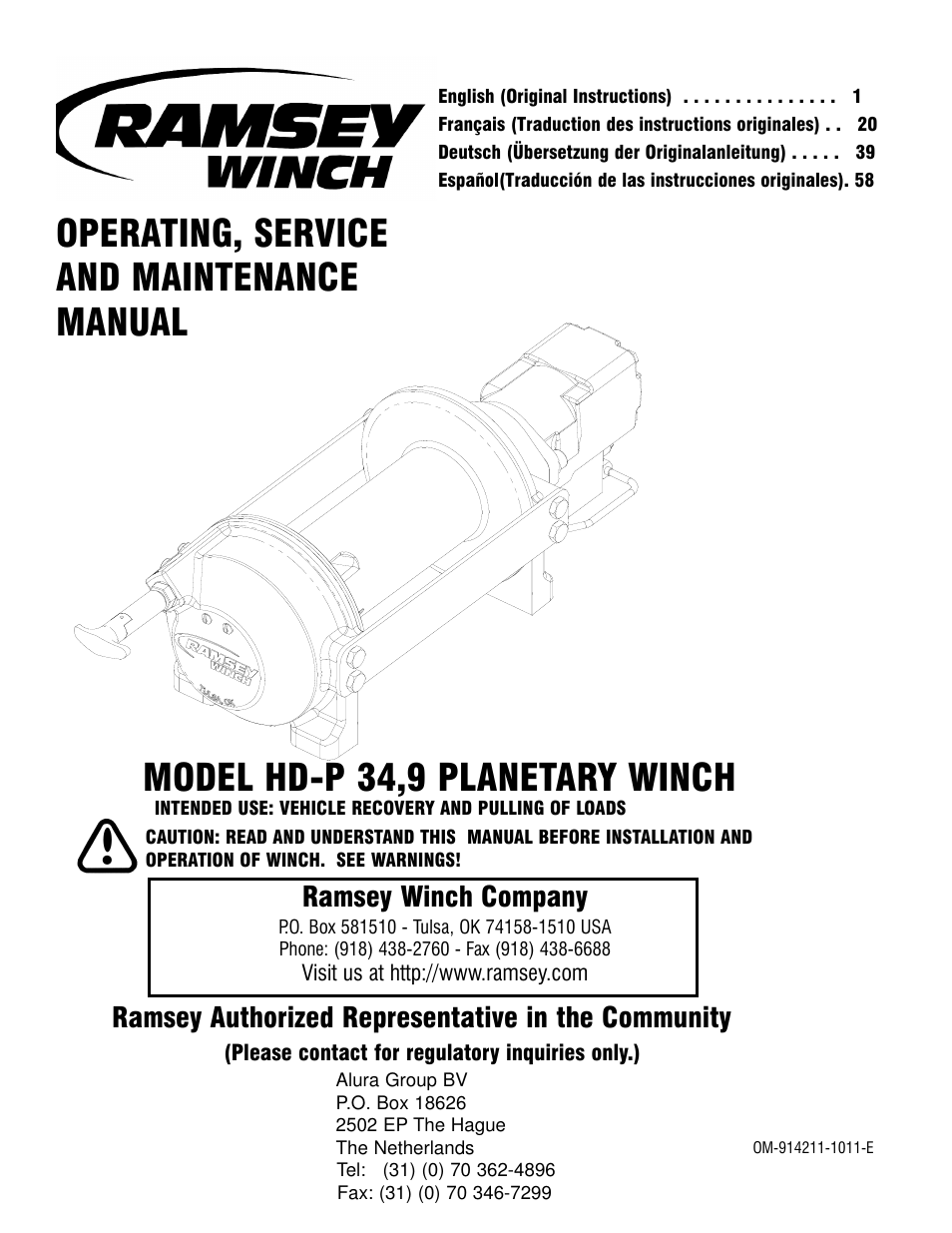 Ramsey Winch HD-P 34,9 User Manual | 78 pages