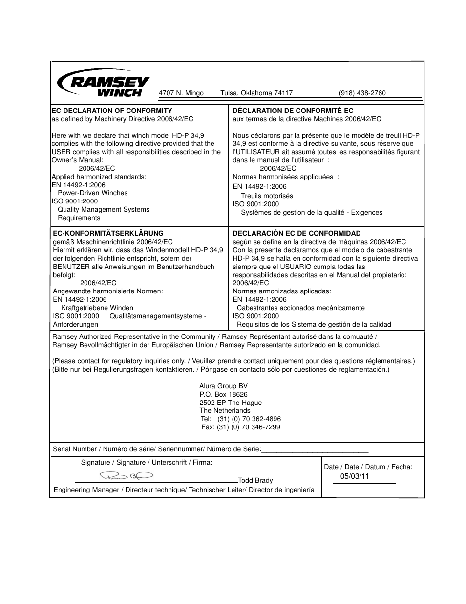 Ramsey Winch HD-P 34,9 User Manual | Page 2 / 78