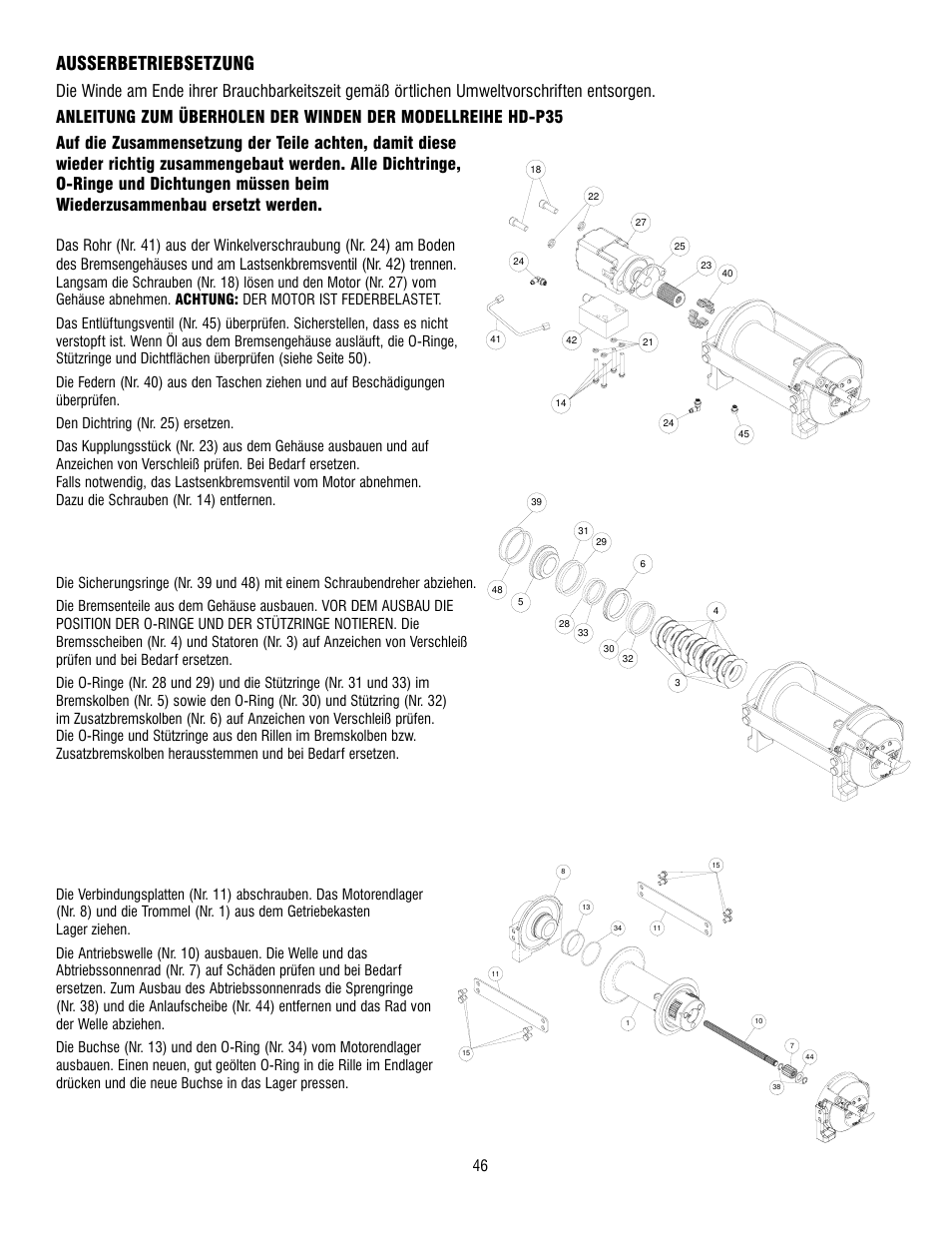 Ausserbetriebsetzung | Ramsey Winch HD-P 34,9 User Manual | Page 46 / 78