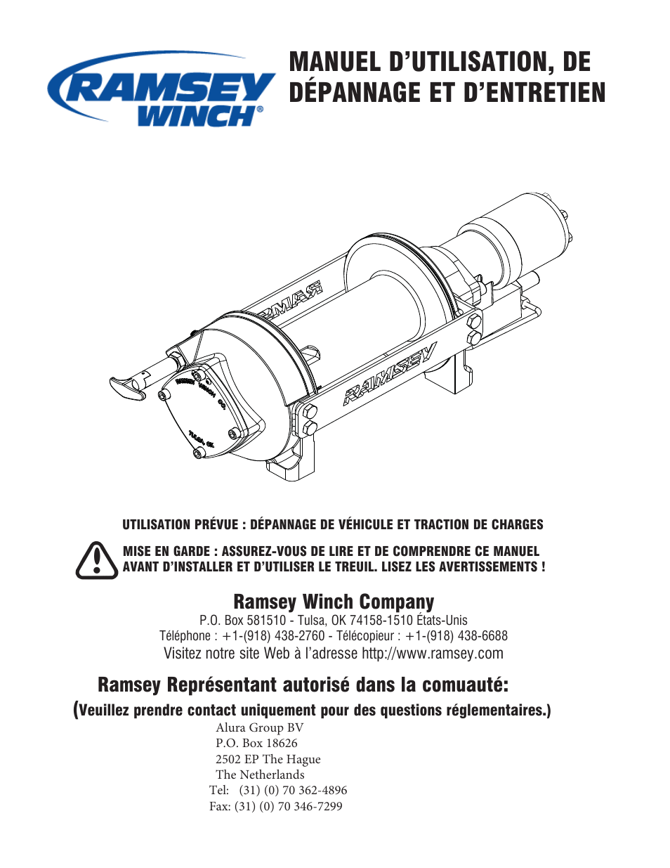 Manuel d’utilisation, de dépannage et d’entretien, Treuil planétaire modèle hd-p 42, Ramsey winch company | Ramsey représentant autorisé dans la comuauté | Ramsey Winch HD-P 42 User Manual | Page 23 / 81