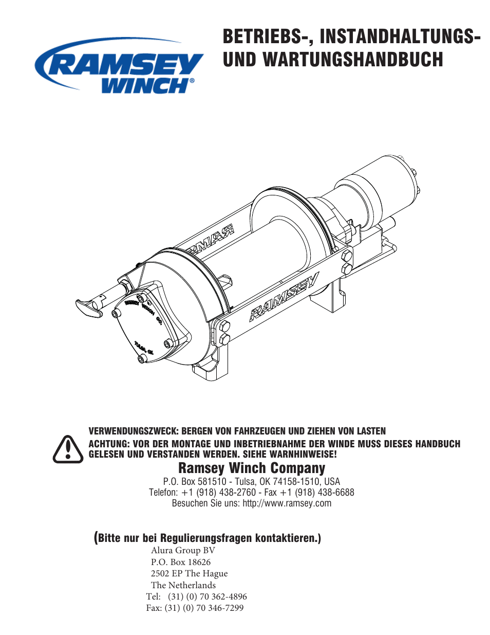 Betriebs-, instandhaltungs- und wartungshandbuch, Ramsey winch company, Ramsey bevollmächtigter in der europäischen union | Ramsey Winch HD-P 42 User Manual | Page 42 / 81