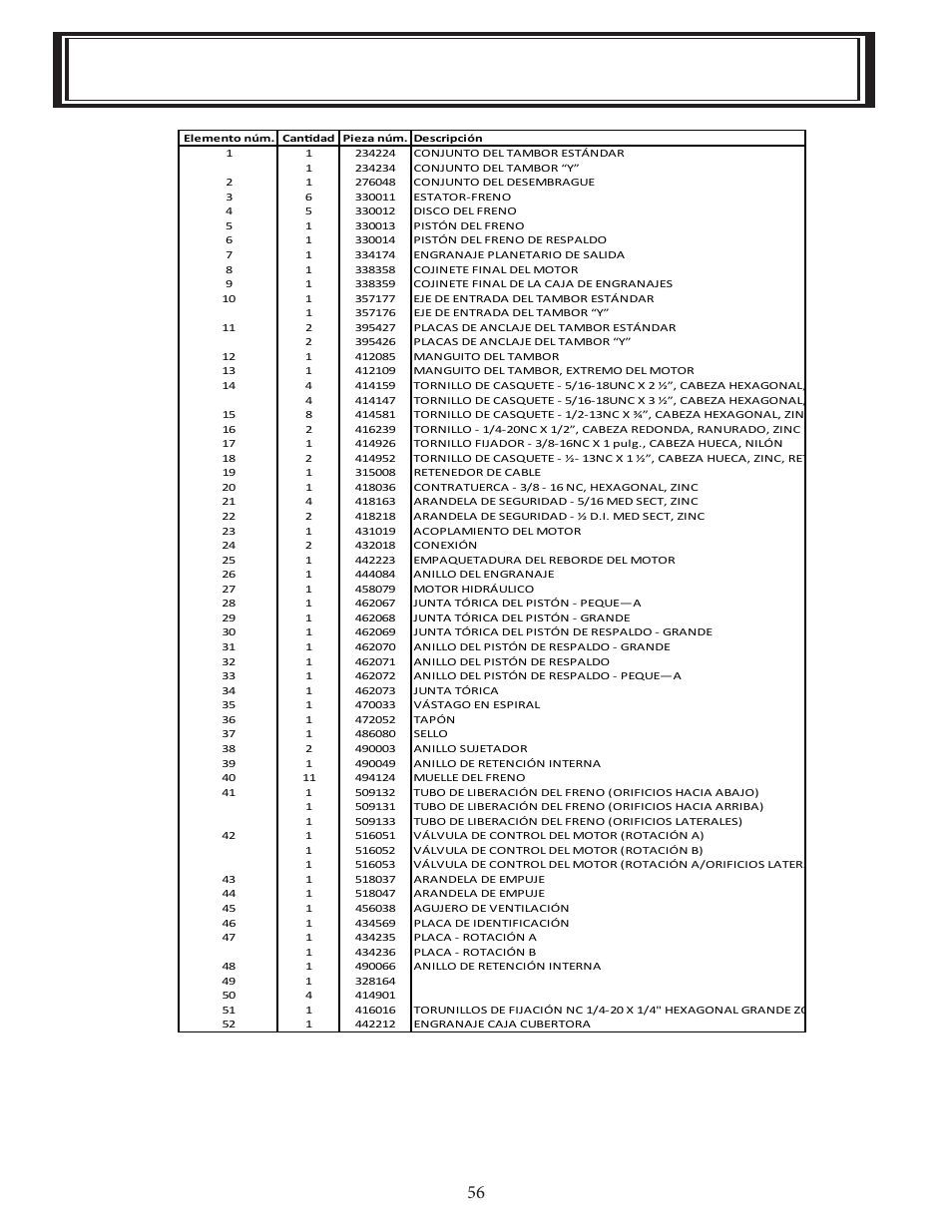 Teileliste für hd-p 42 pneumatische kupplung | Ramsey Winch HD-P 42 User Manual | Page 58 / 81