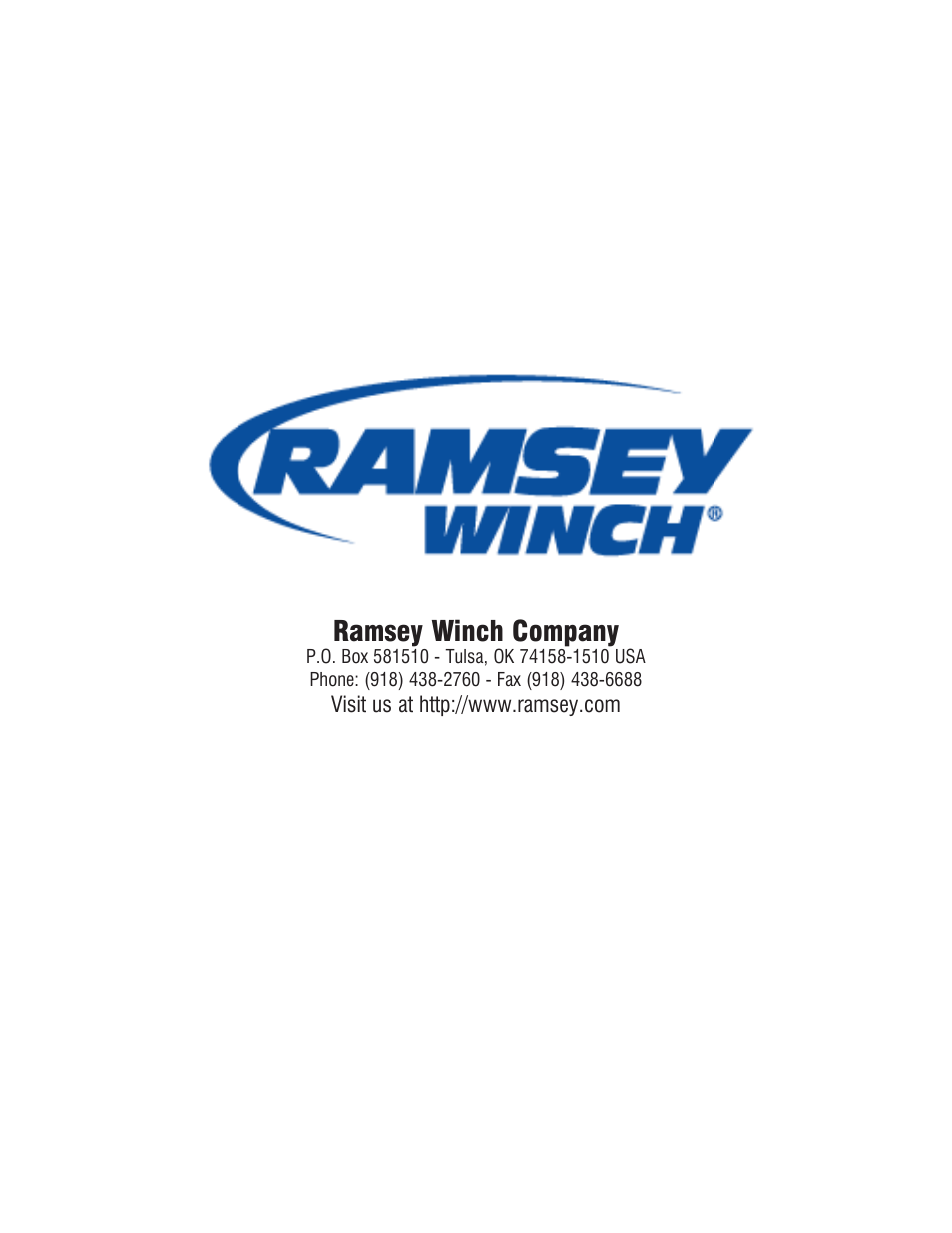 Ramsey winch company | Ramsey Winch HD-P 42 User Manual | Page 81 / 81