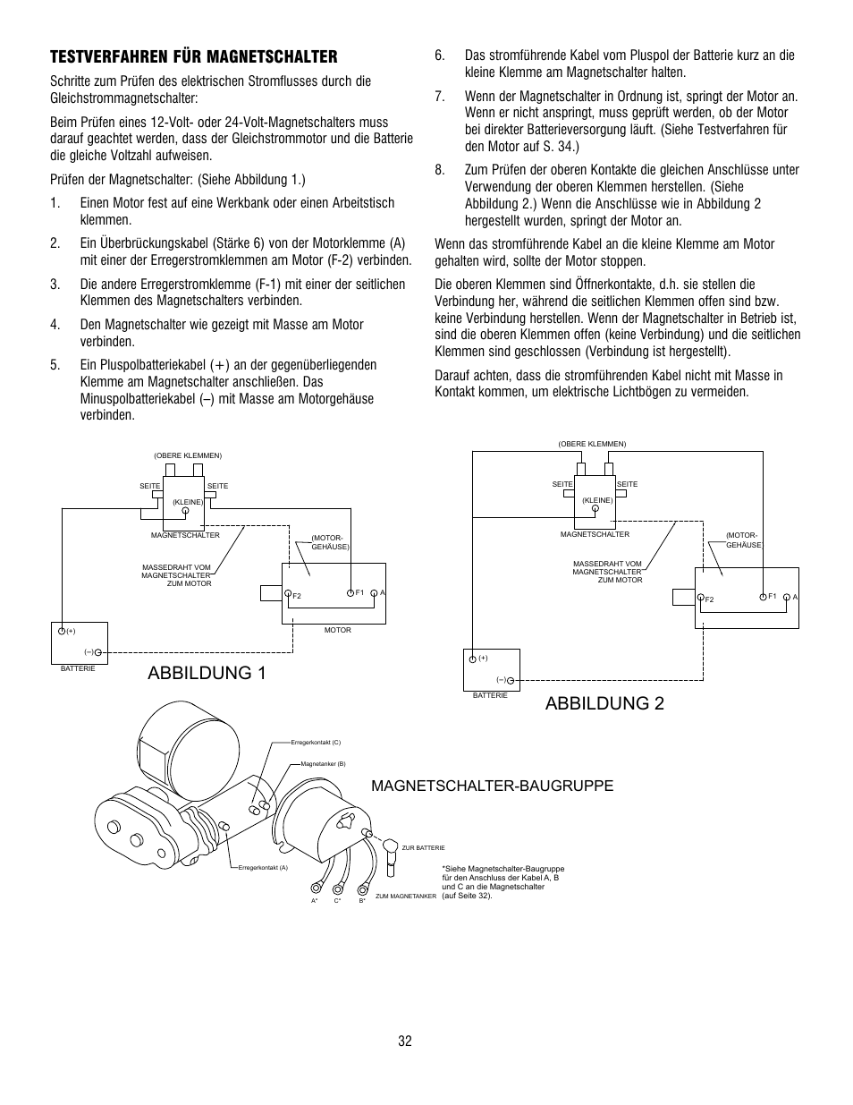 Abbildung 1, Abbildung 2, Testverfahren für magnetschalter | Magnetschalter-baugruppe | Ramsey Winch RE 34,9 User Manual | Page 31 / 43