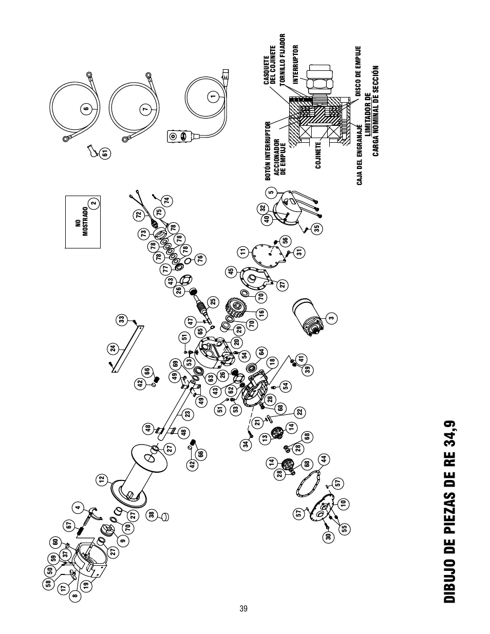 Dibujo de piezas de re 34,9 | Ramsey Winch RE 34,9 User Manual | Page 38 / 43