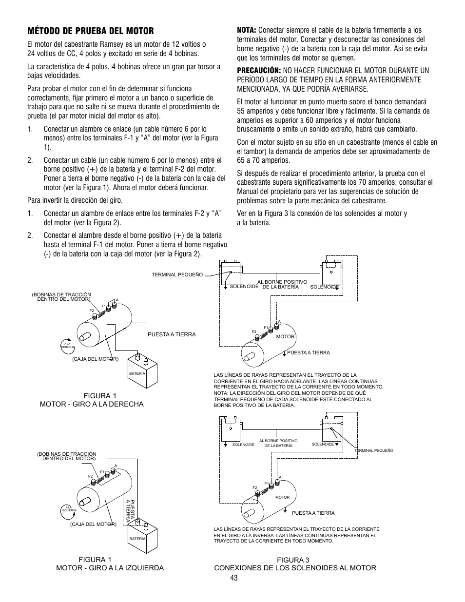 Método de prueba del motor | Ramsey Winch RE 34,9 User Manual | Page 42 / 43