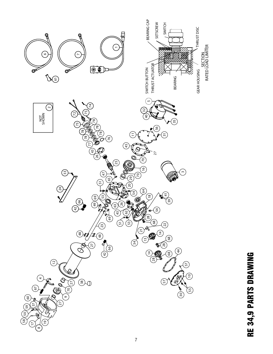 Re 34,9 parts drawing | Ramsey Winch RE 34,9 User Manual | Page 7 / 43