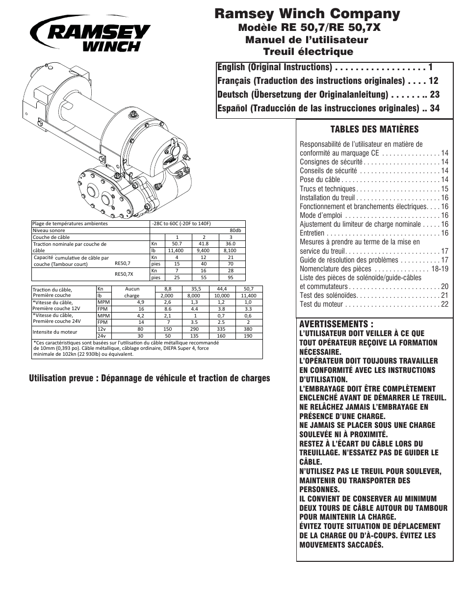 Ramsey Winch RE 50,7 User Manual | Page 12 / 44