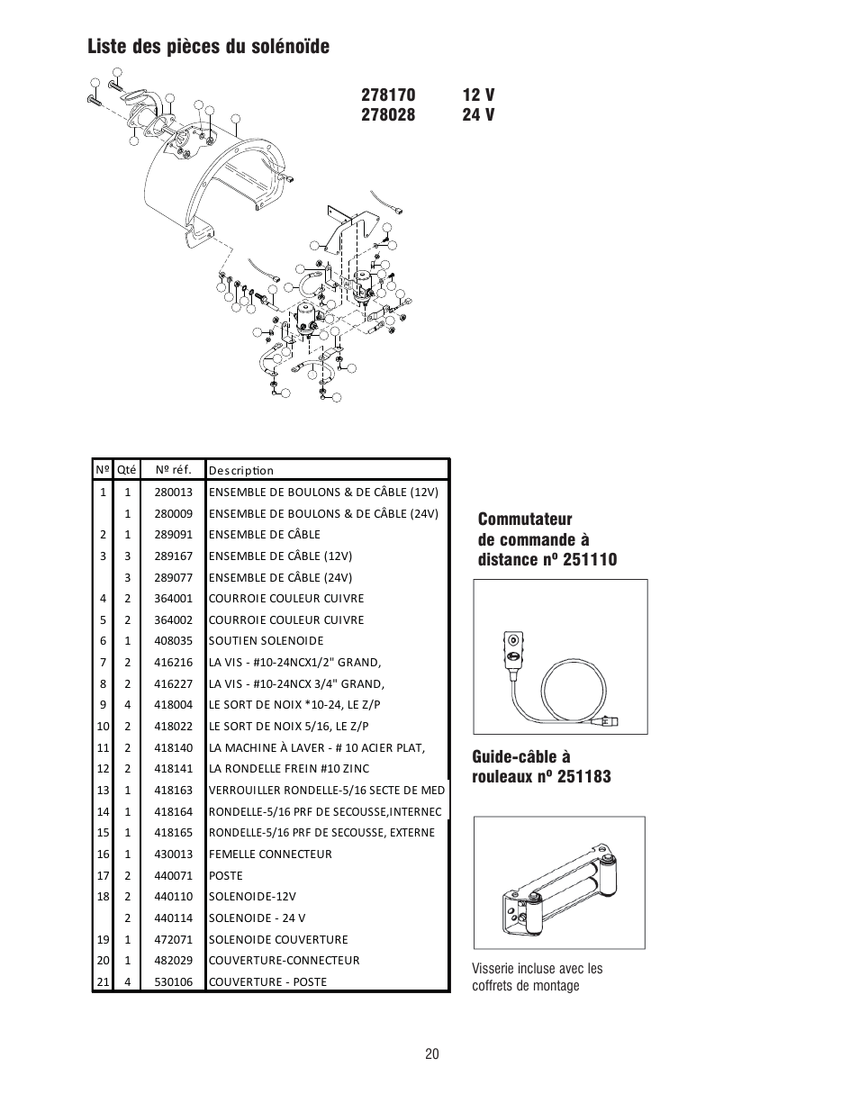 Liste des pièces du solénoïde | Ramsey Winch RE 50,7 User Manual | Page 19 / 44