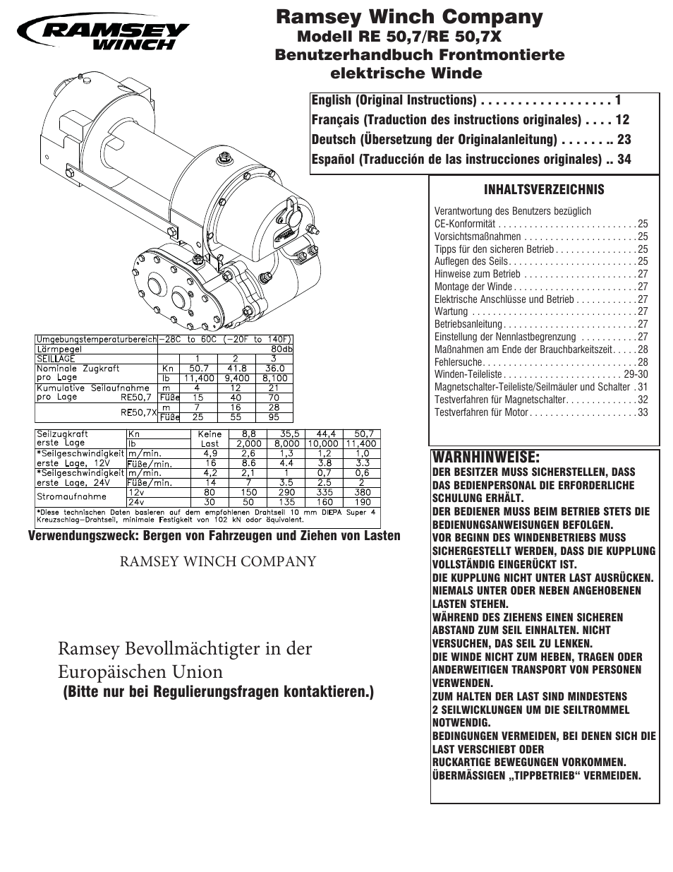 Ramsey Winch RE 50,7 User Manual | Page 23 / 44