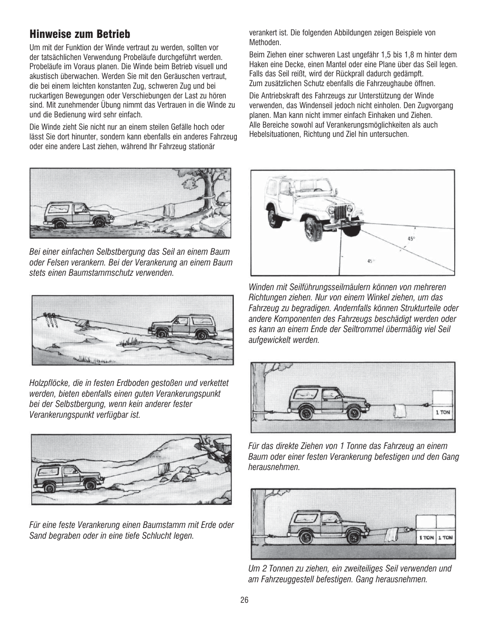 Hinweise zum betrieb | Ramsey Winch RE 50,7 User Manual | Page 25 / 44