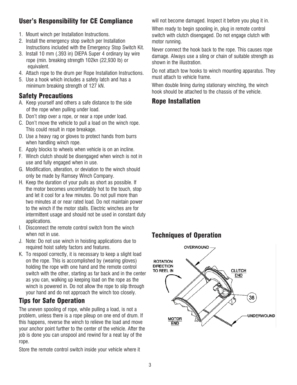 Ramsey Winch RE 50,7 User Manual | Page 3 / 44