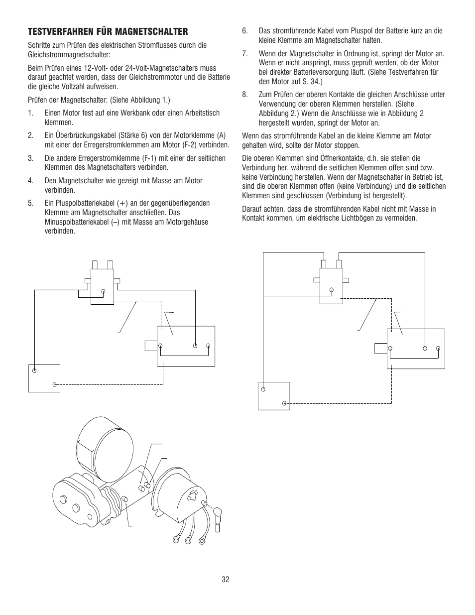 Abbildung 1, Abbildung 2, Magnetschalter-baugruppe | Testverfahren für magnetschalter | Ramsey Winch RE 50,7 User Manual | Page 31 / 44