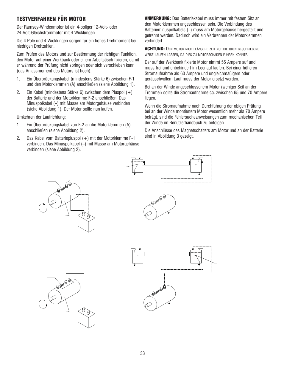 Testverfahren für motor | Ramsey Winch RE 50,7 User Manual | Page 32 / 44