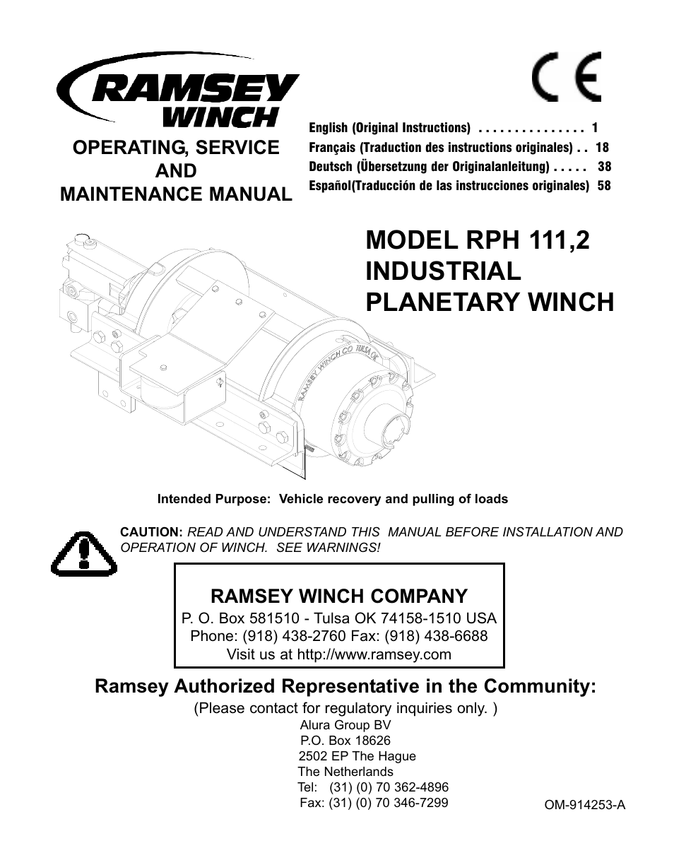 Ramsey Winch RPH 111,2 User Manual | 81 pages