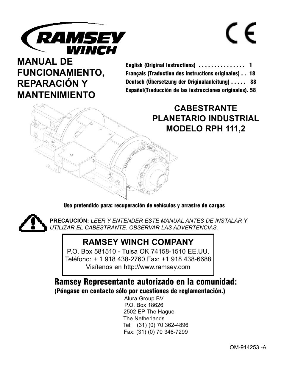 Rph111,2 es 1211, Cabestrante planetario industrial modelo rph 111,2, Ramsey winch company | Ramsey representante autorizado en la comunidad | Ramsey Winch RPH 111,2 User Manual | Page 62 / 81