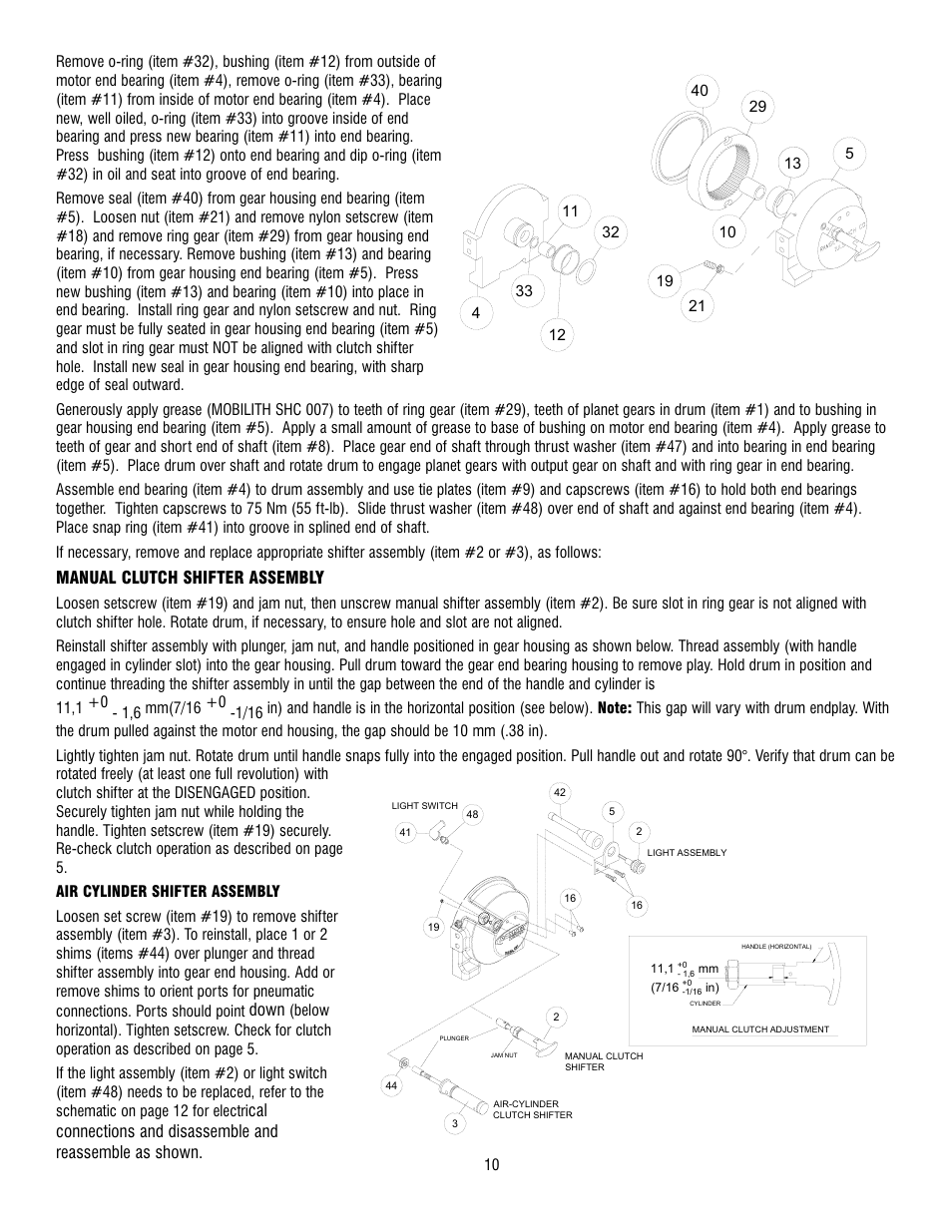 Manual clutch shifter assembly, Down | Ramsey Winch RPH 42,2 User Manual | Page 10 / 65