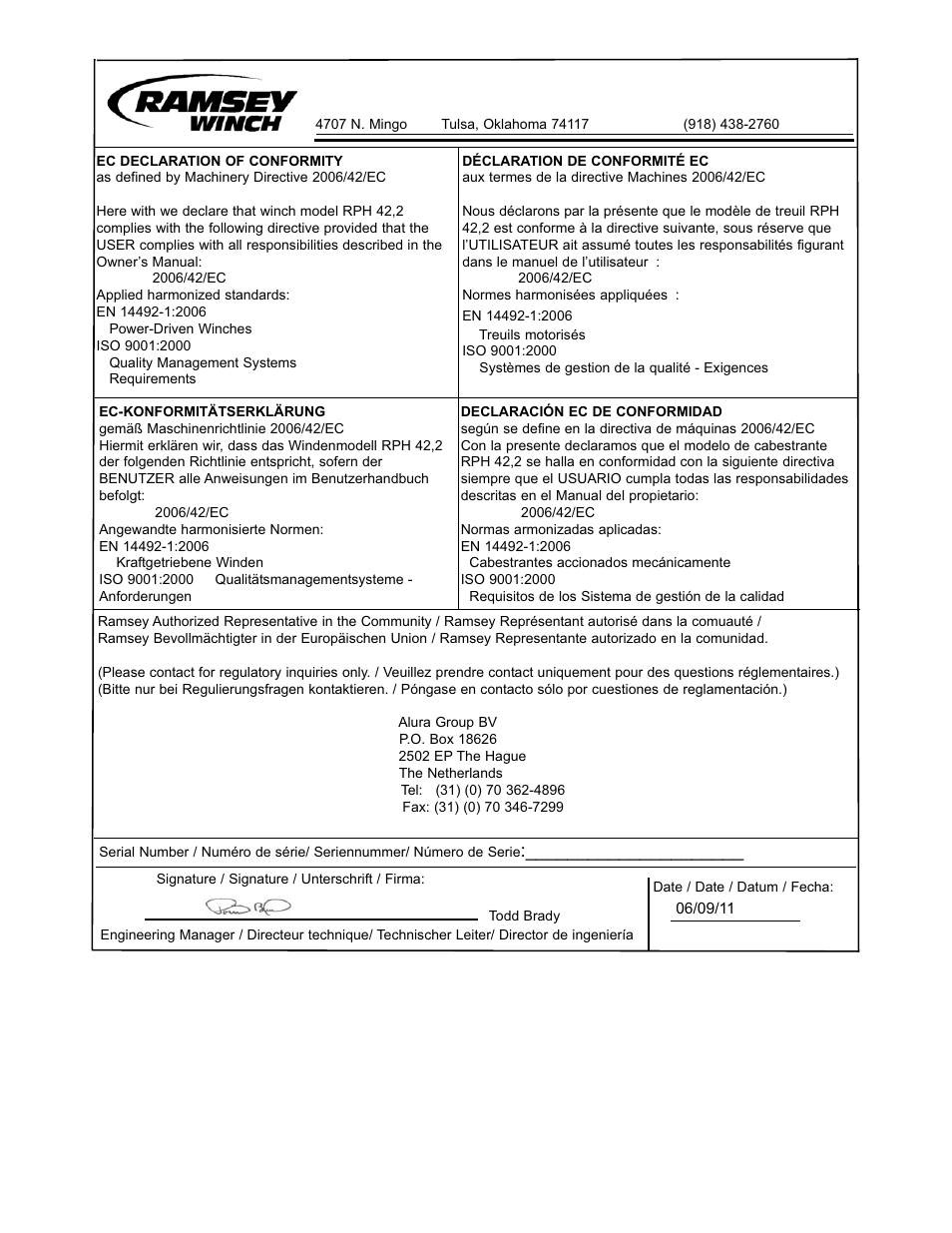 Ramsey Winch RPH 42,2 User Manual | Page 2 / 65