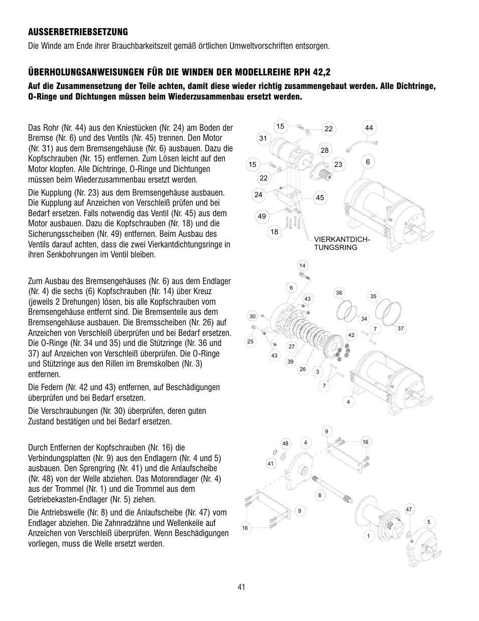 Ausserbetriebsetzung | Ramsey Winch RPH 42,2 User Manual | Page 41 / 65