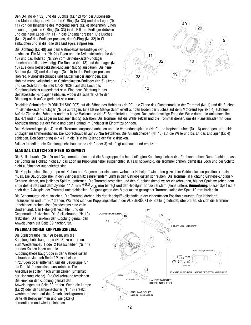 Manual clutch shifter assembly | Ramsey Winch RPH 42,2 User Manual | Page 42 / 65