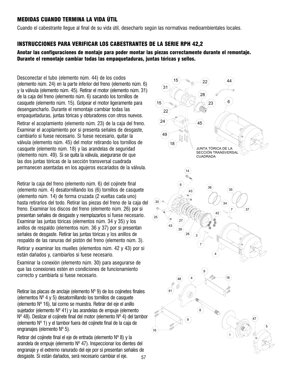 Medidas cuando termina la vida útil | Ramsey Winch RPH 42,2 User Manual | Page 57 / 65