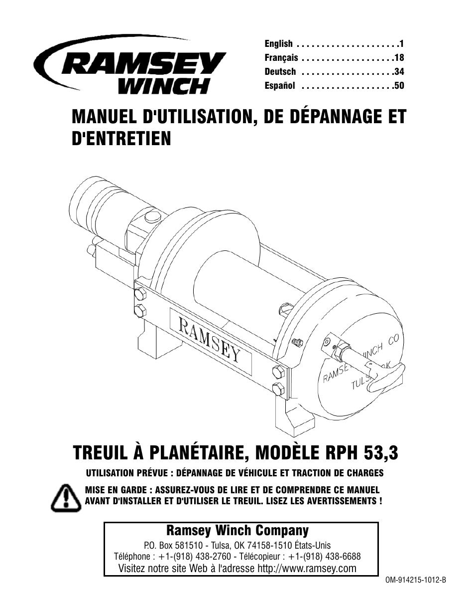 Ramsey winch company | Ramsey Winch RPH 53,3 User Manual | Page 18 / 65