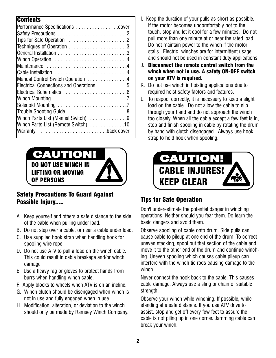 Ramsey Winch ATV 1800T User Manual | Page 2 / 12