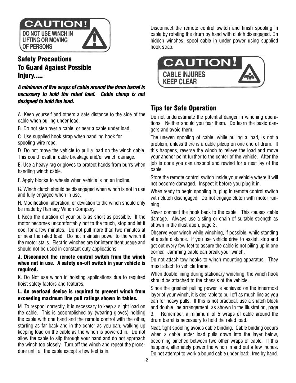 Ramsey Winch PROPLUS 6000/8000T User Manual | Page 2 / 12