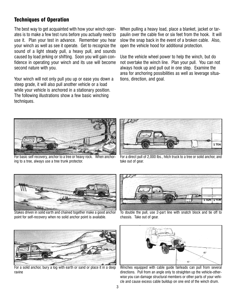 Techniques of operation | Ramsey Winch PROPLUS 6000/8000T User Manual | Page 3 / 12