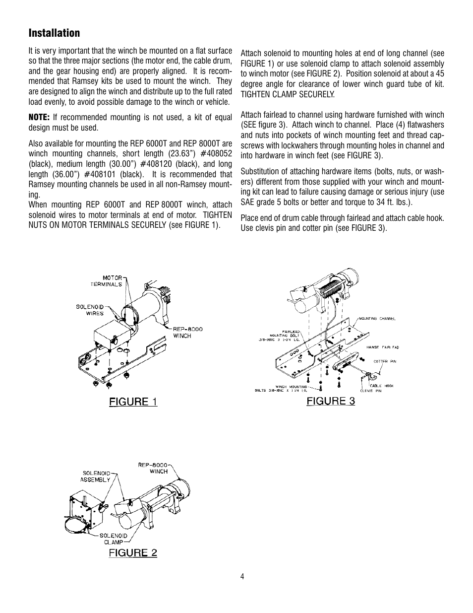 Installation | Ramsey Winch REP 6000/8000T User Manual | Page 4 / 12