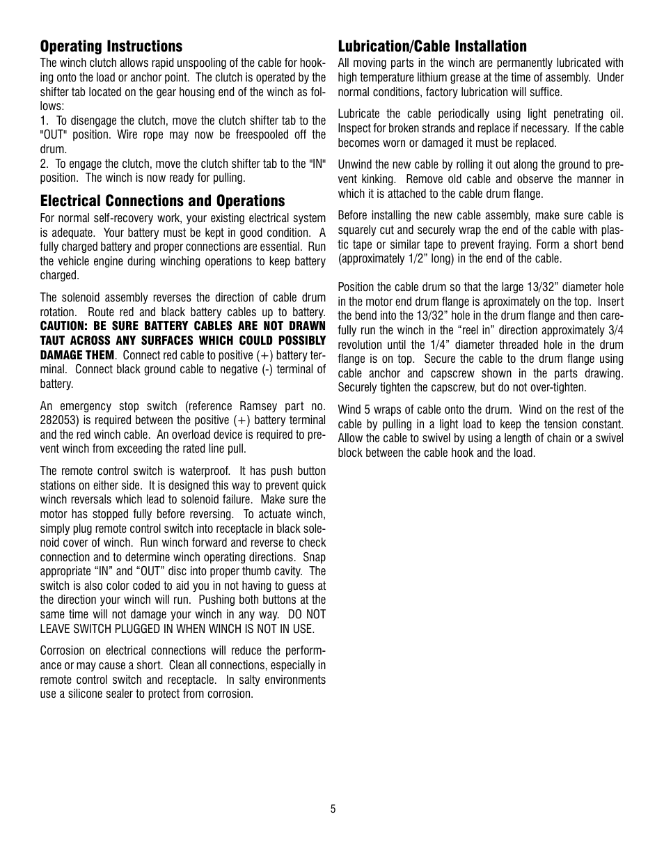 Ramsey Winch REP 6000/8000T User Manual | Page 5 / 12