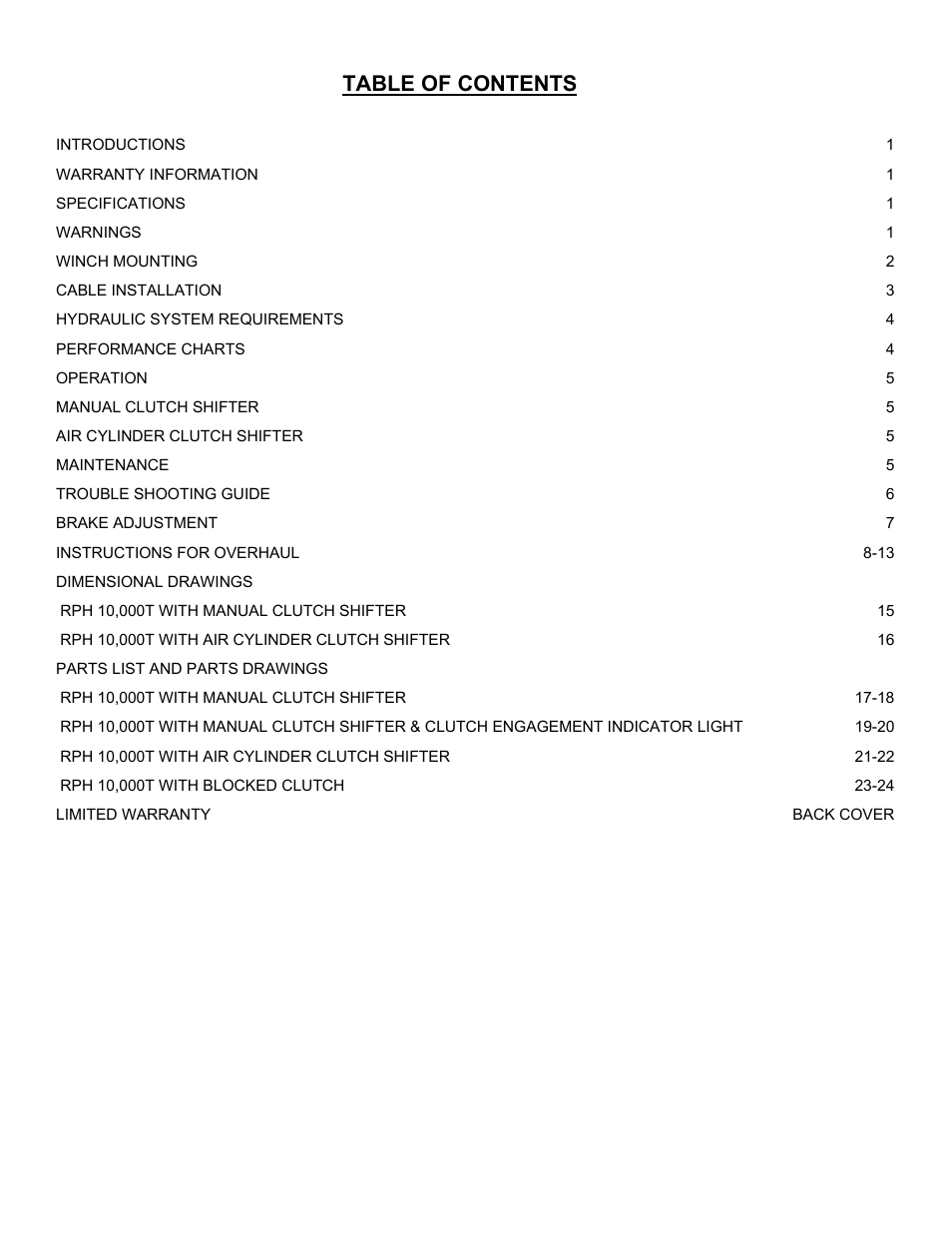 Ramsey Winch RPH 10000T User Manual | Page 2 / 27