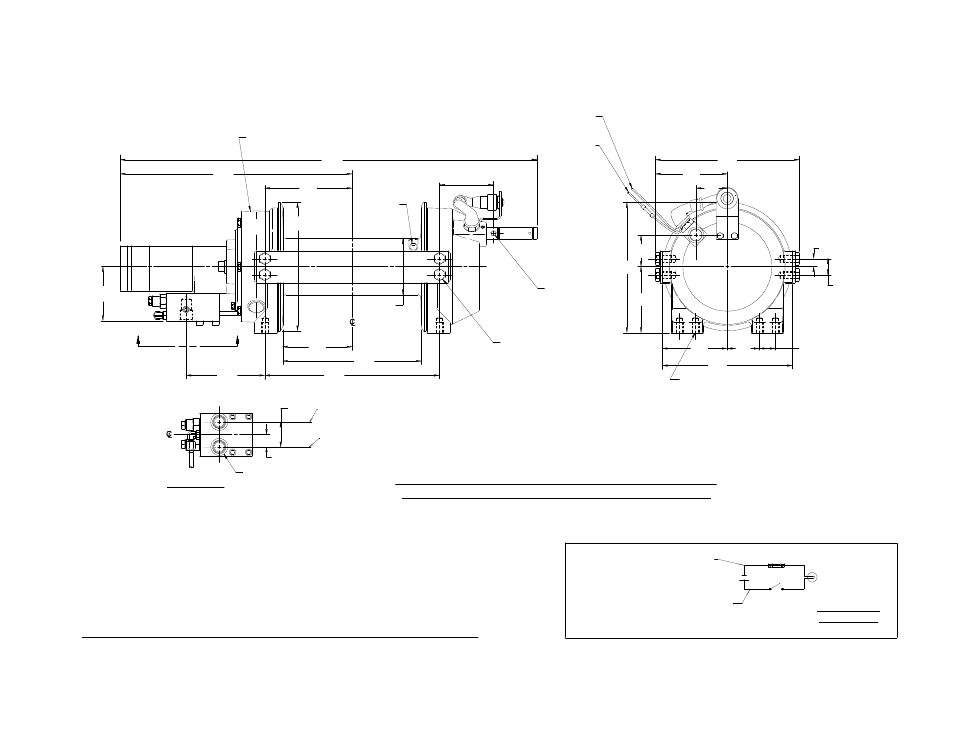 With air cylinder clutch shifter, View, Dimensions shown are inches over millimeters | Ramsey Winch RPH 12000T User Manual | Page 16 / 24