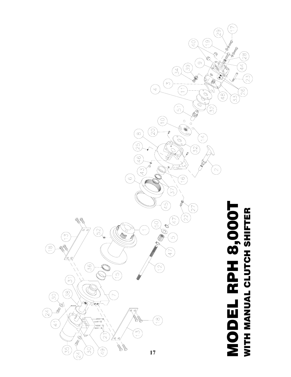 Model rph 8,000t, With m a nual clutch shif ter | Ramsey Winch RPH 8000T User Manual | Page 18 / 24