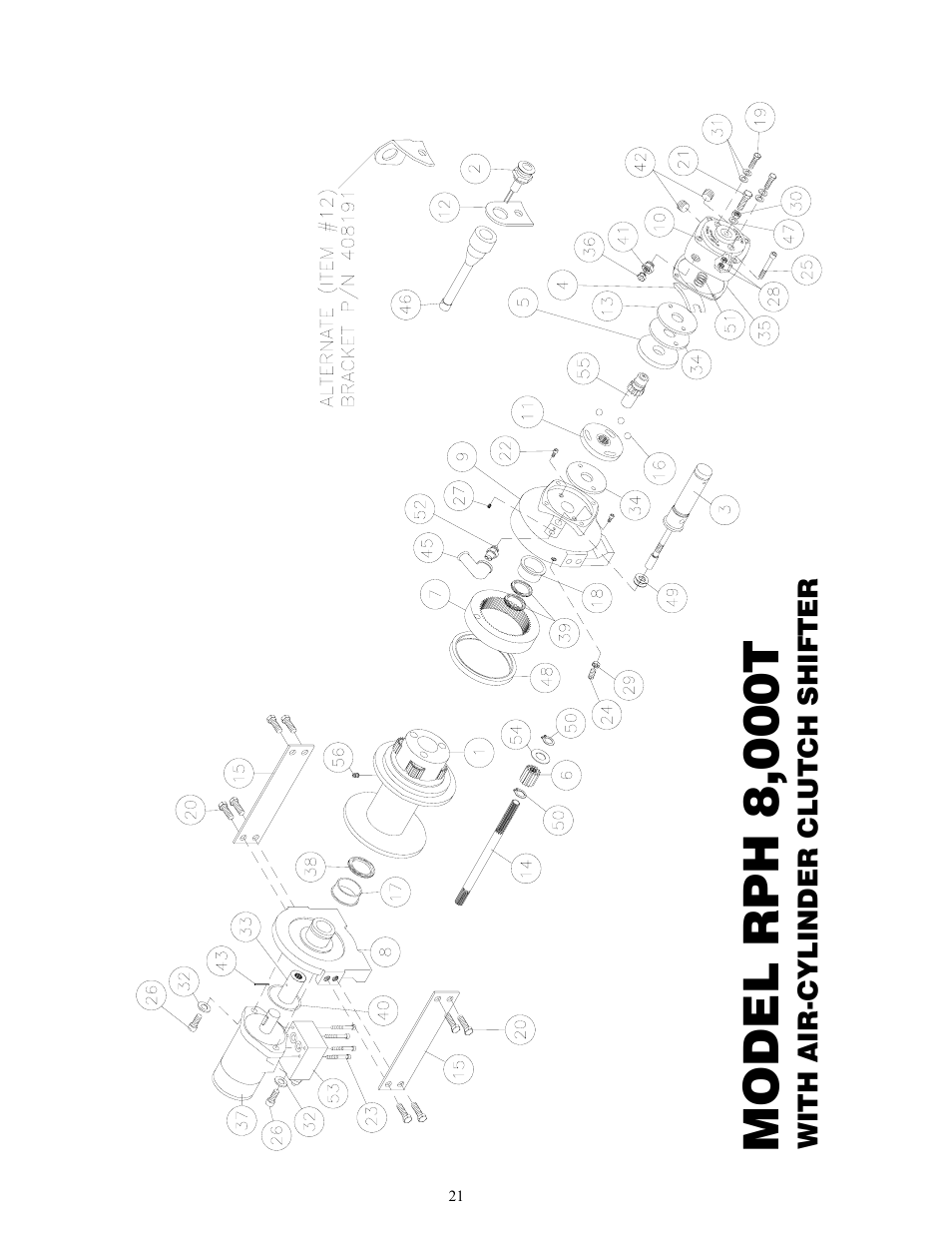 Model rph 8,000t, With air-cylinder clutch shifter | Ramsey Winch RPH 8000T User Manual | Page 22 / 24