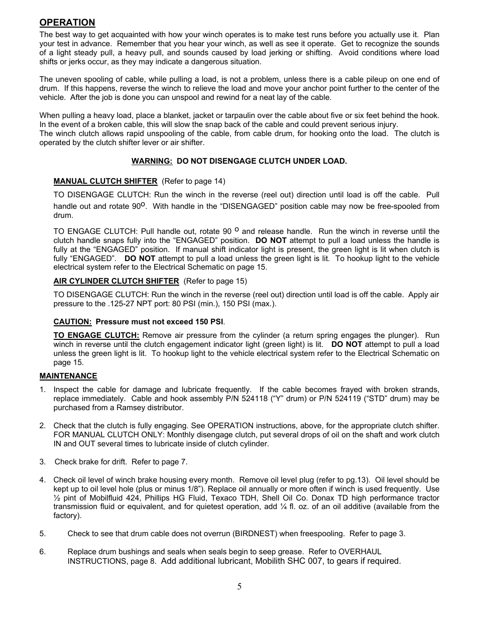 Ramsey Winch RPH 8000T User Manual | Page 6 / 24