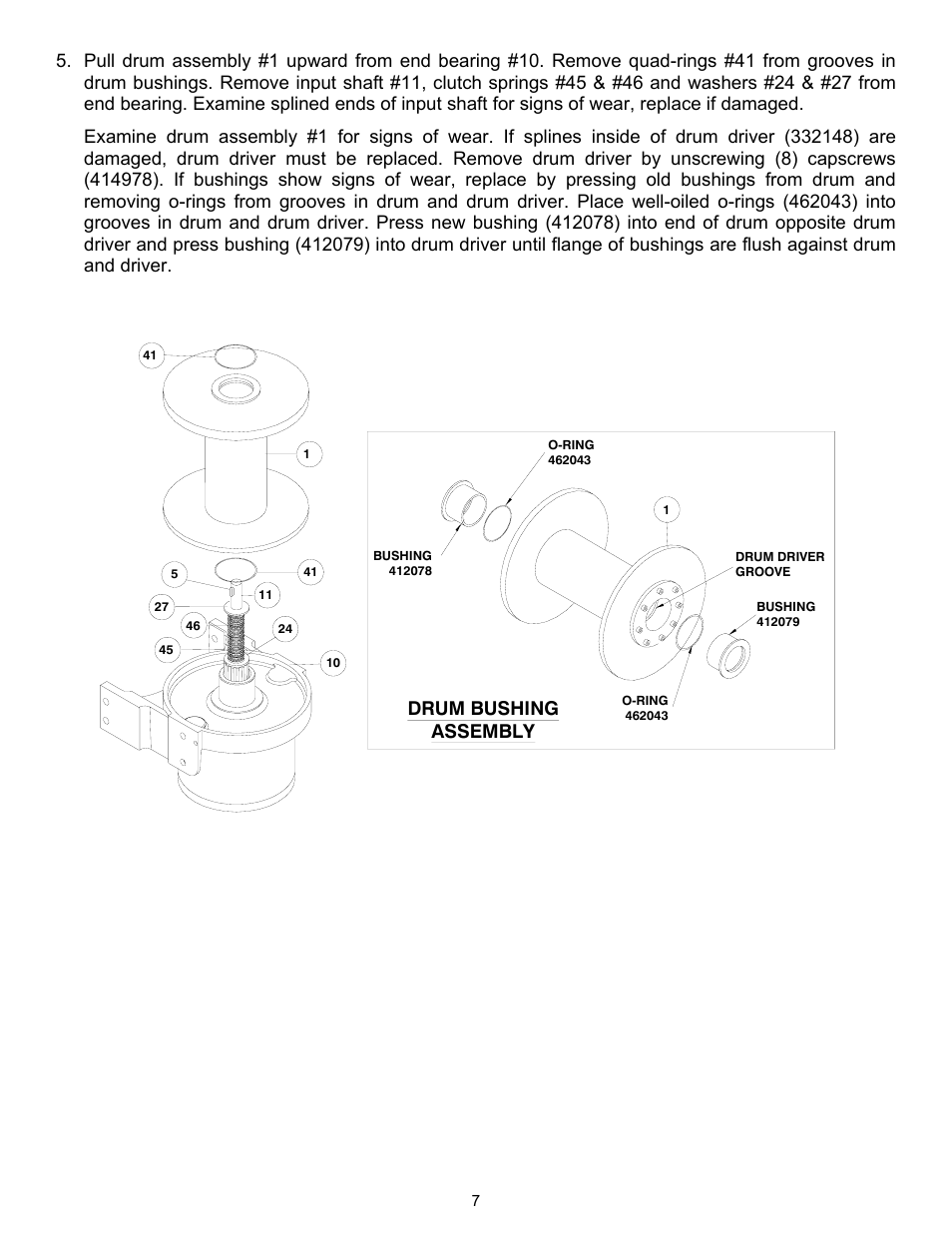 Drum bushing assembly | Ramsey Winch RPH-45000T User Manual | Page 10 / 20