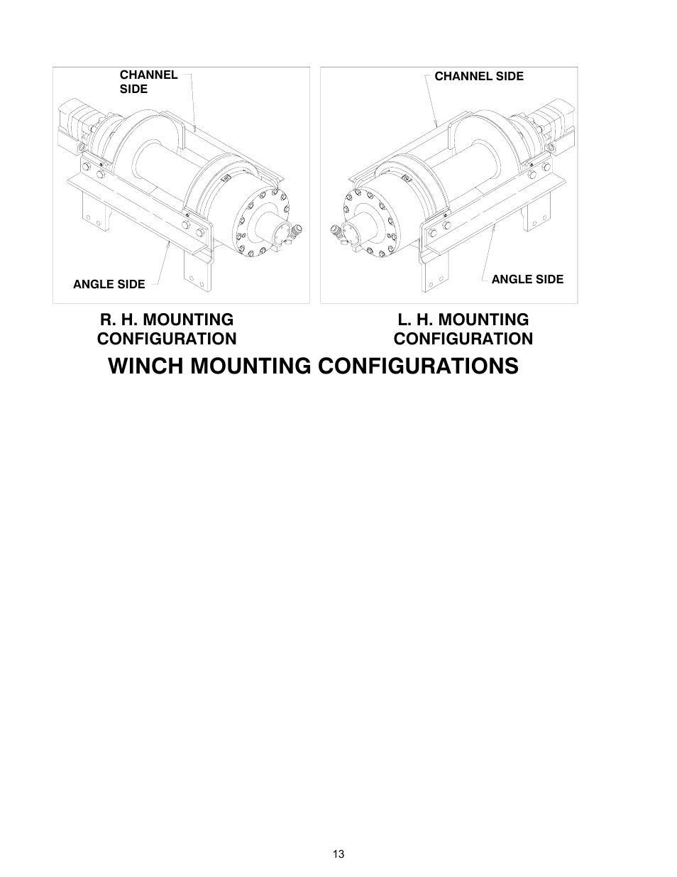 Winch mounting configurations, Configuration r. h. mounting, Configuration l. h. mounting | Ramsey Winch RPH-45000T User Manual | Page 16 / 20