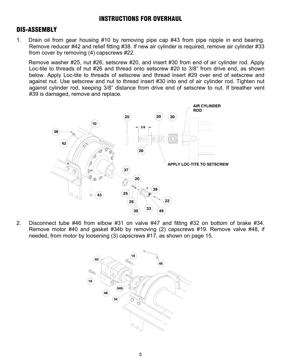 Instructions for overhaul dis-assembly | Ramsey Winch RPH-45000T User Manual | Page 8 / 20