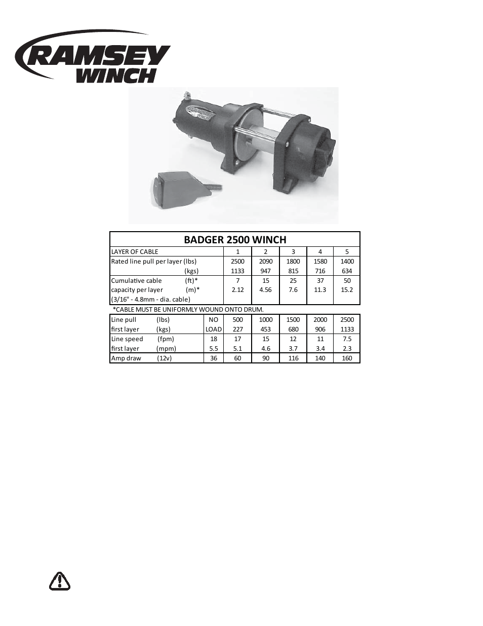 Ramsey Winch H-400 LEVER (JERR-DAN) User Manual | 12 pages